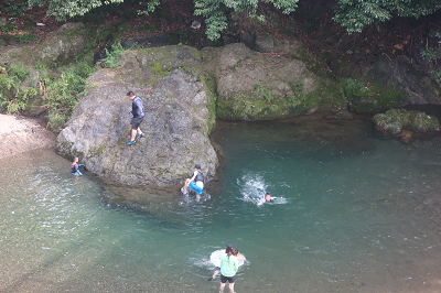 川遊びをする人たち